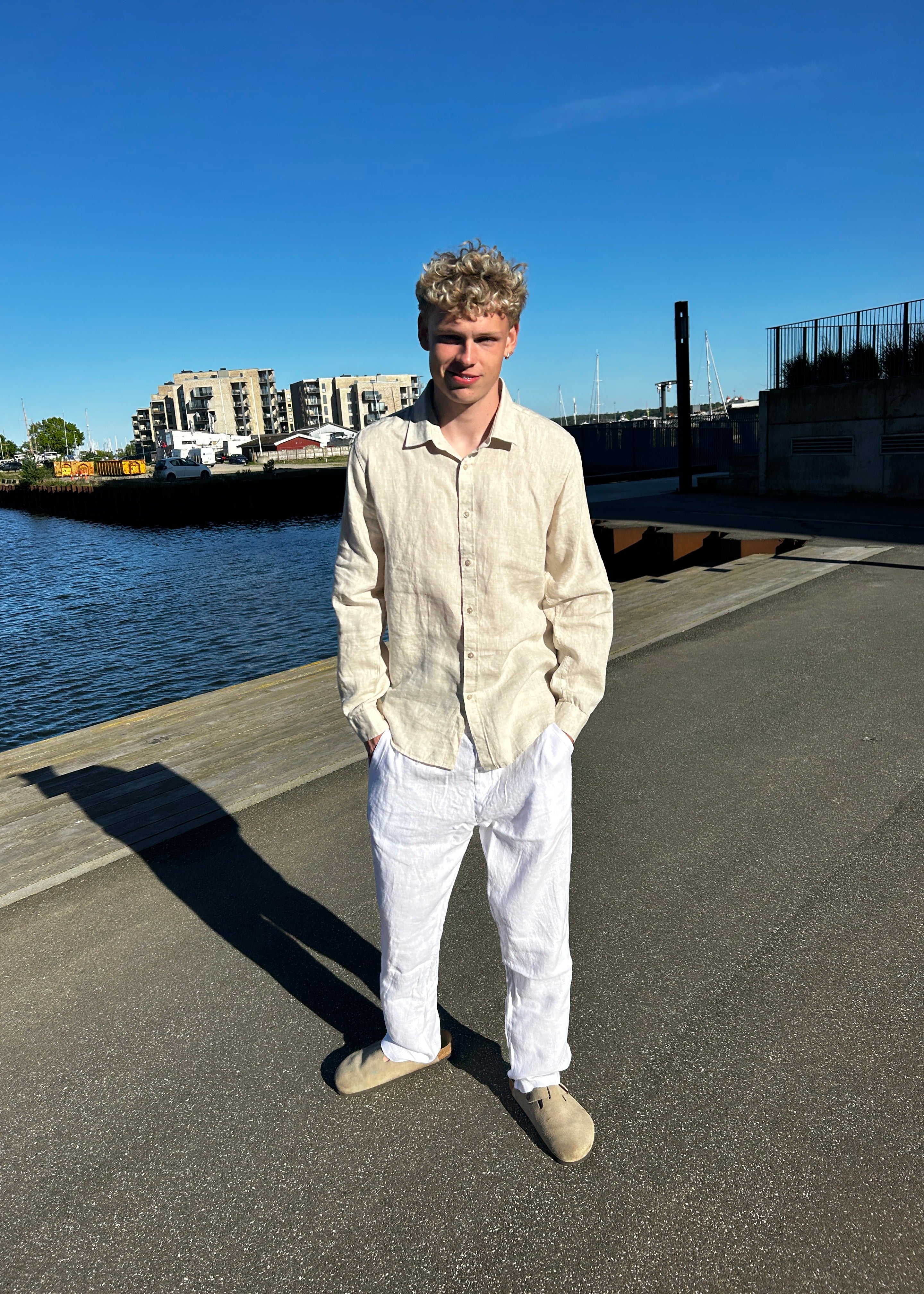 LANGÆRMET 100% HØRSKJORTE - BEIGE