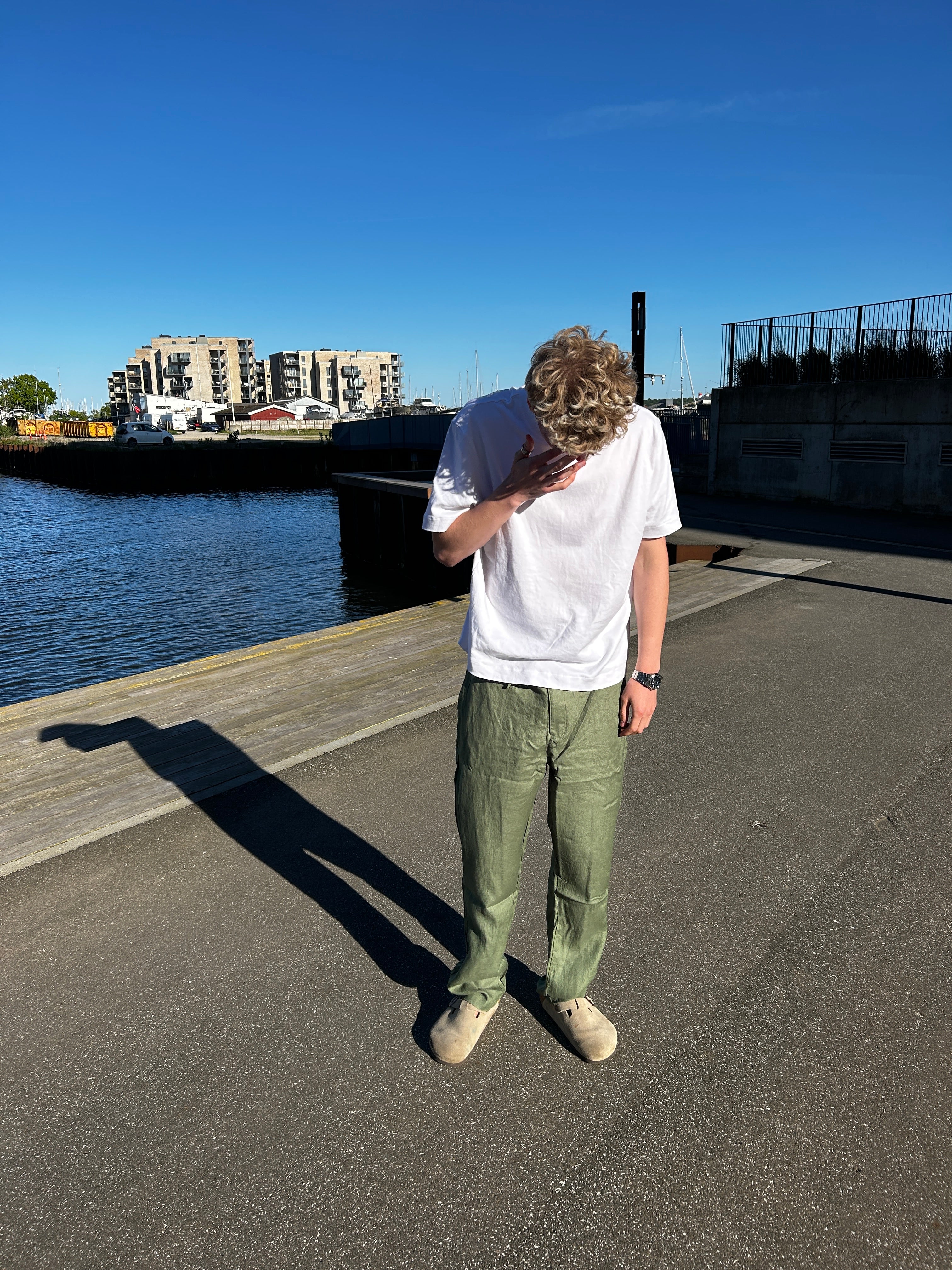 100% HØRBUKSER - OLIVEN GRØN