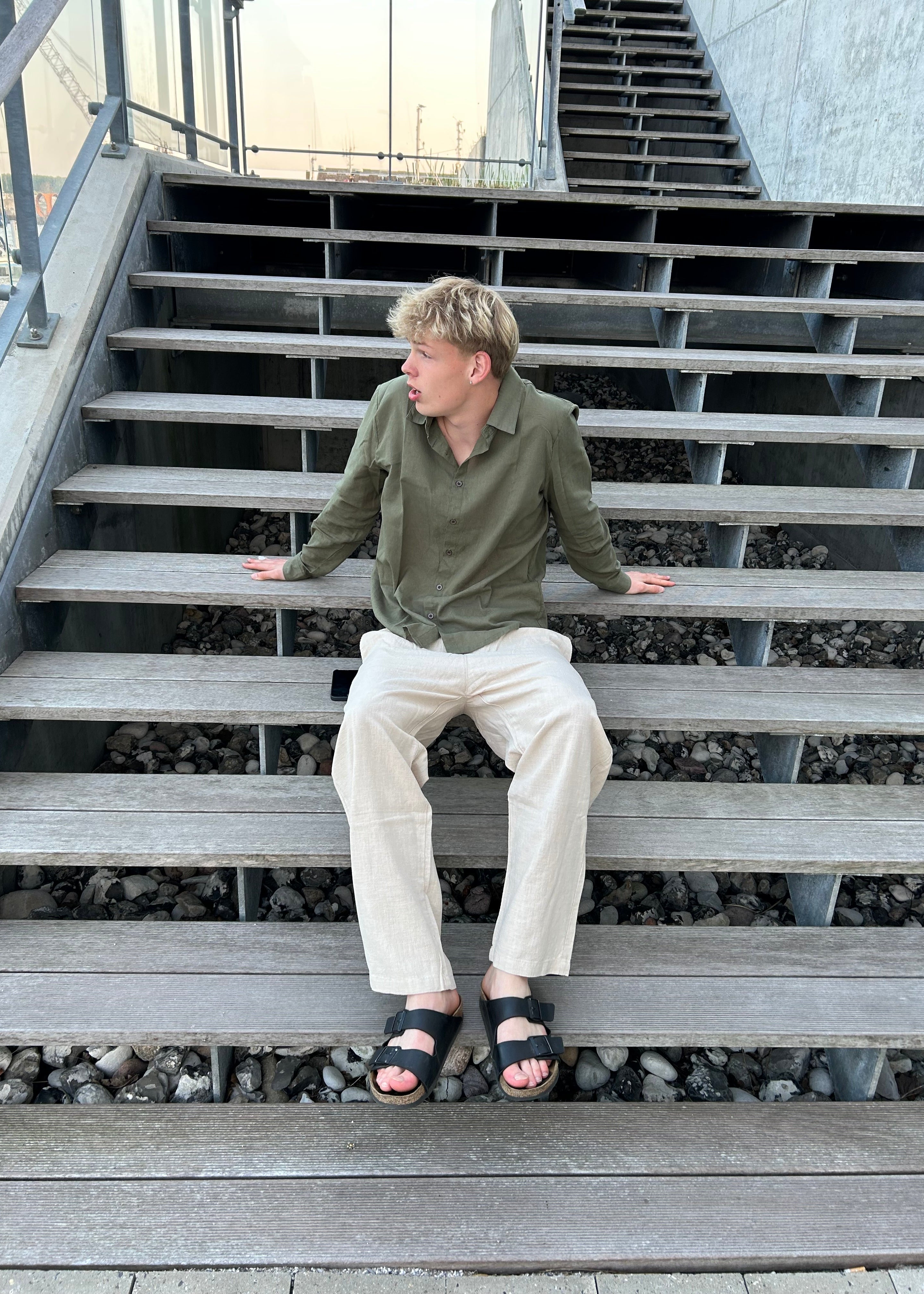 LANGÆRMET HØRSKJORTE - OLIVEN GRØN