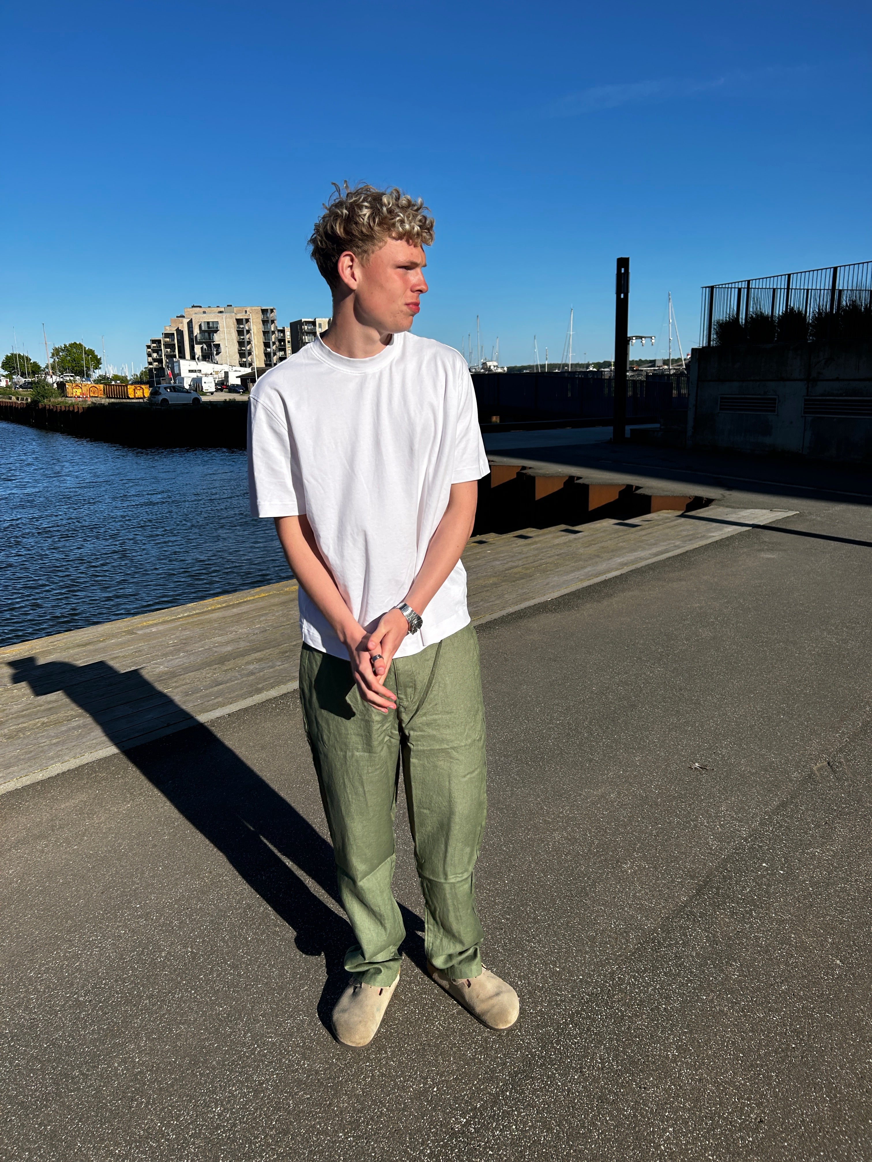 100% HØRBUKSER - OLIVEN GRØN