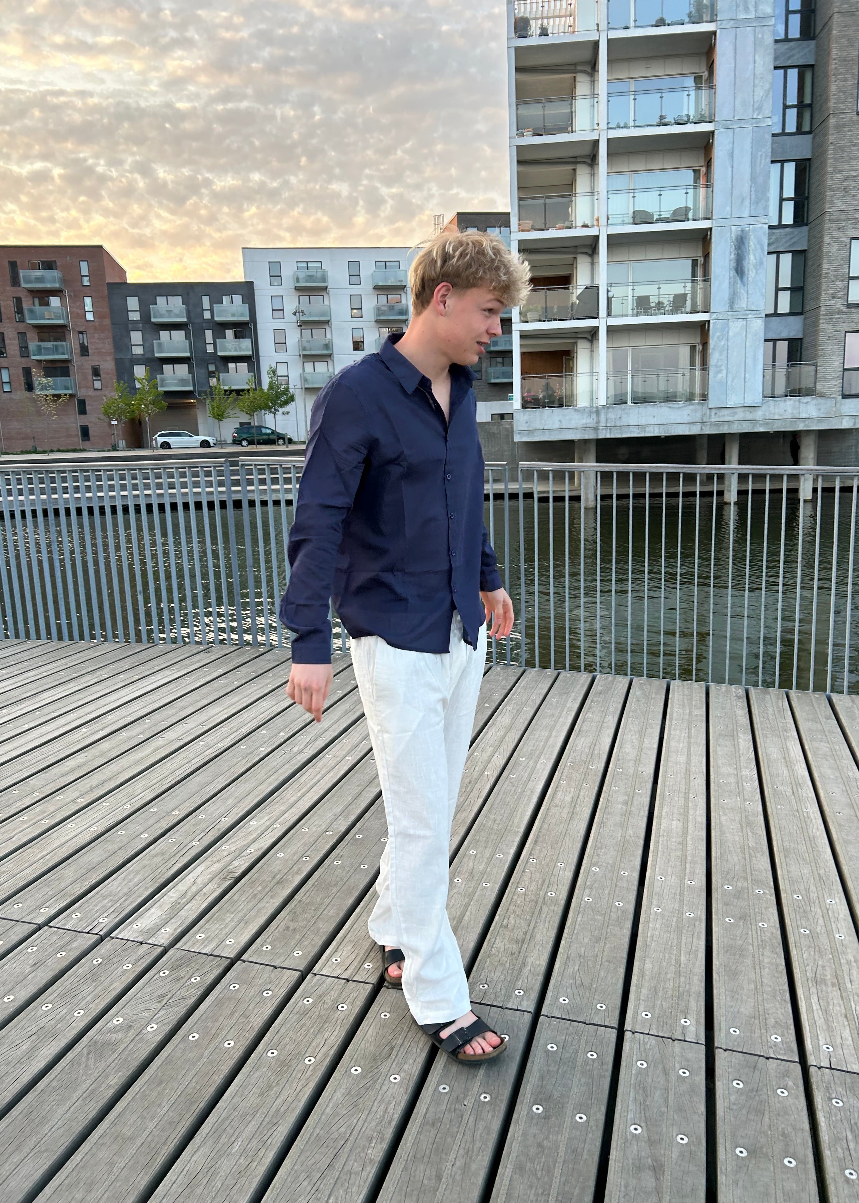 LANGÆRMET HØRSKJORTE - NAVY