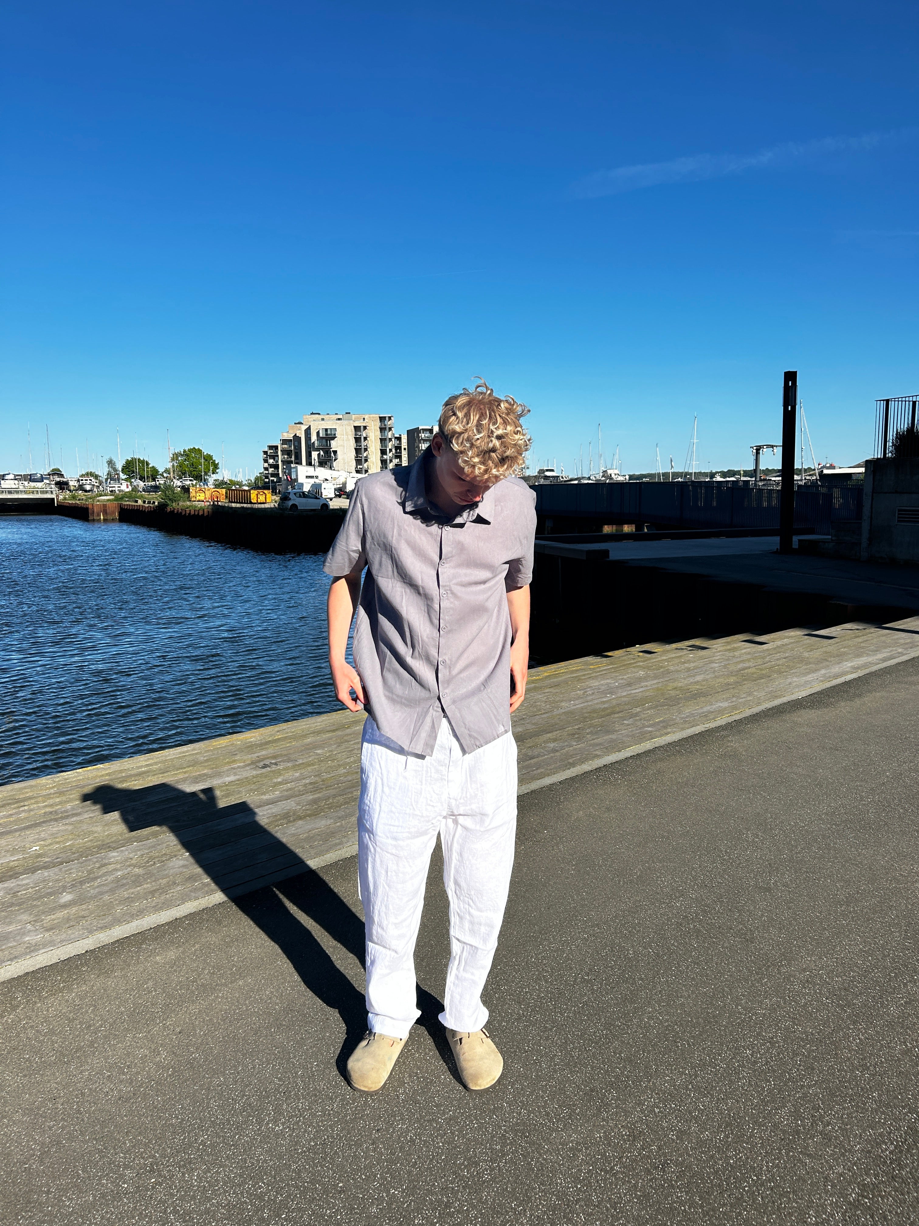 KORTÆRMET HØRSKJORTE - GRÅ