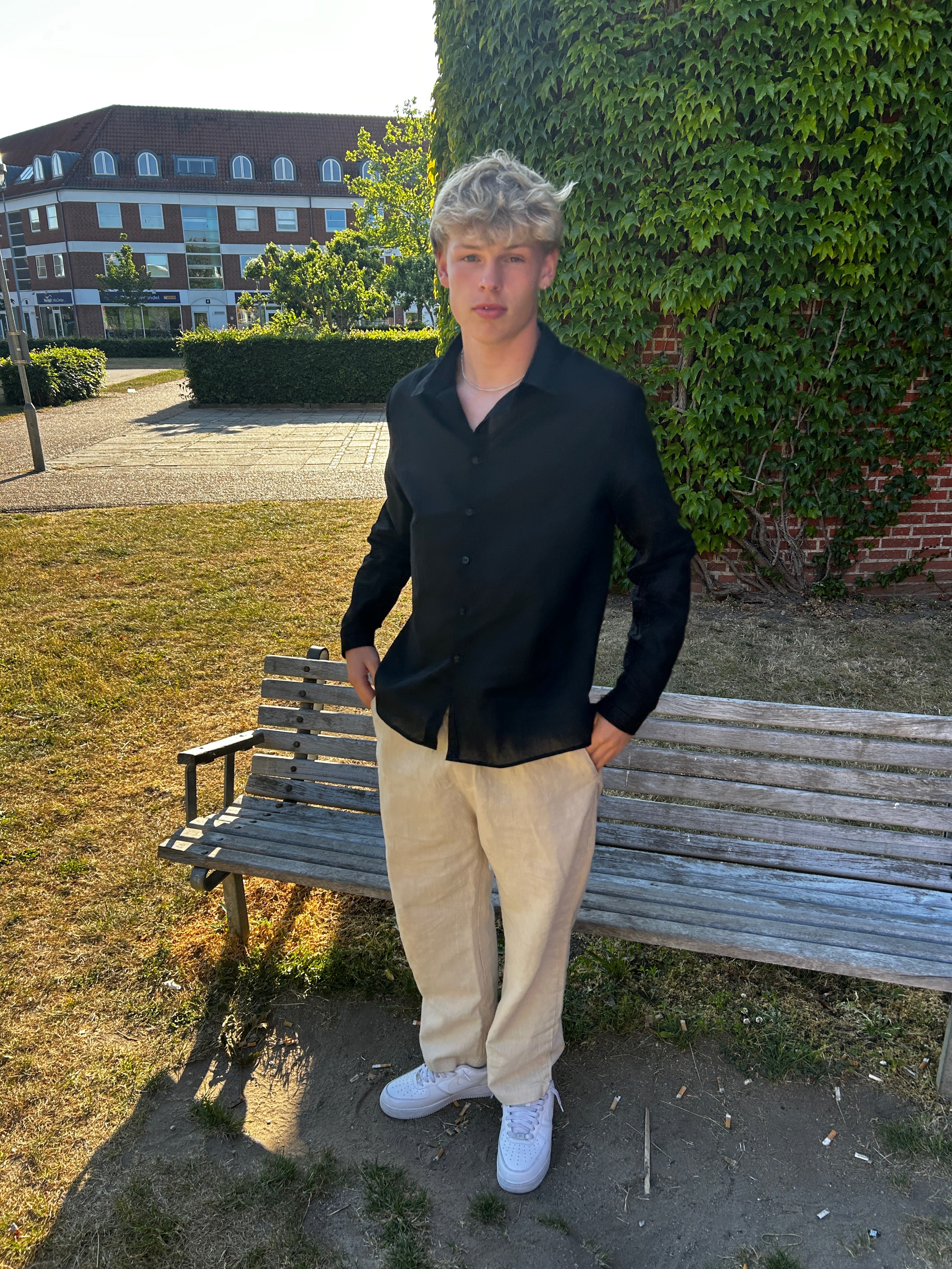 LANGÆRMET HØRSKJORTE - SORT