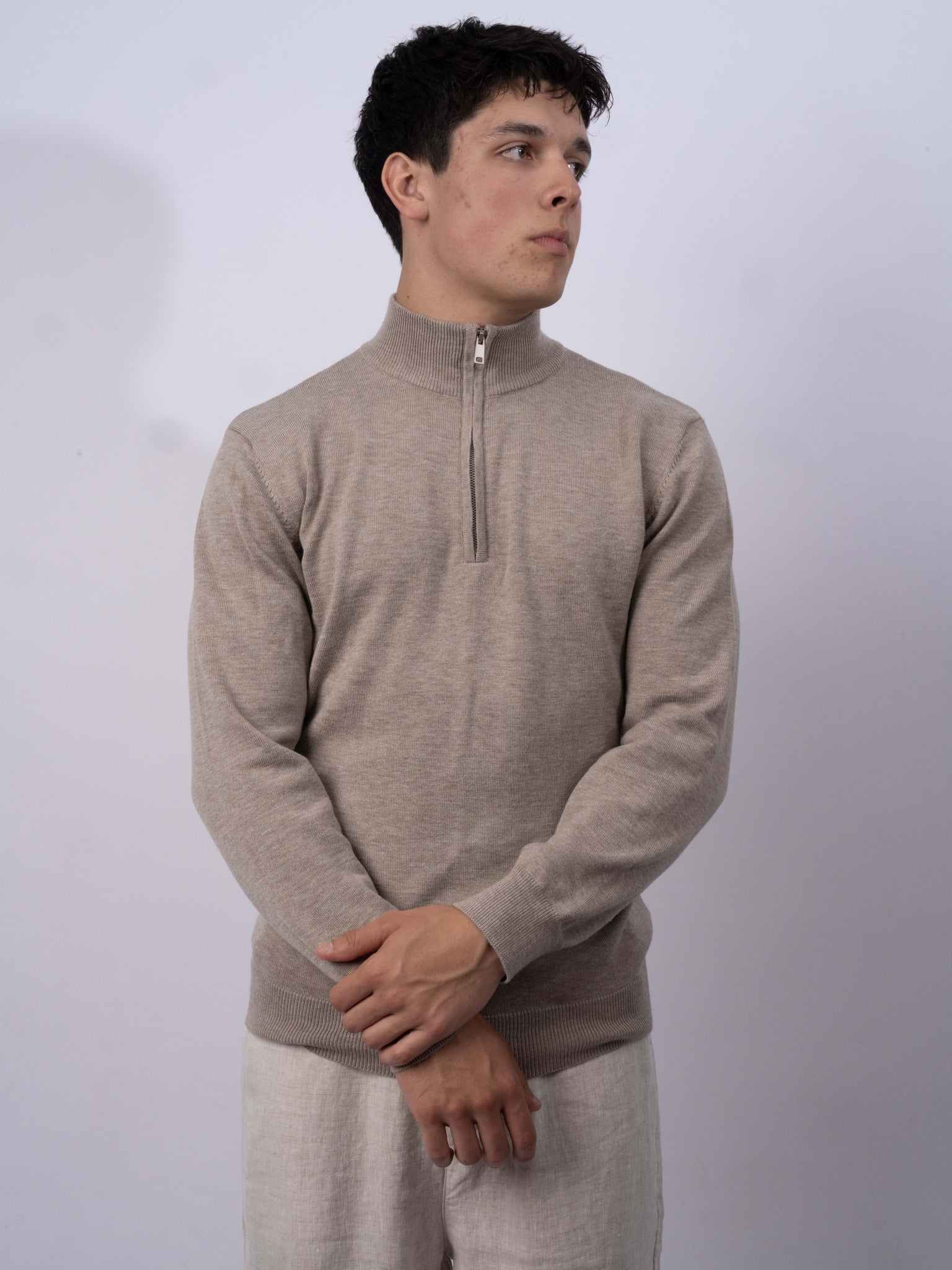 CASHMERE HALF ZIP - MOKKA