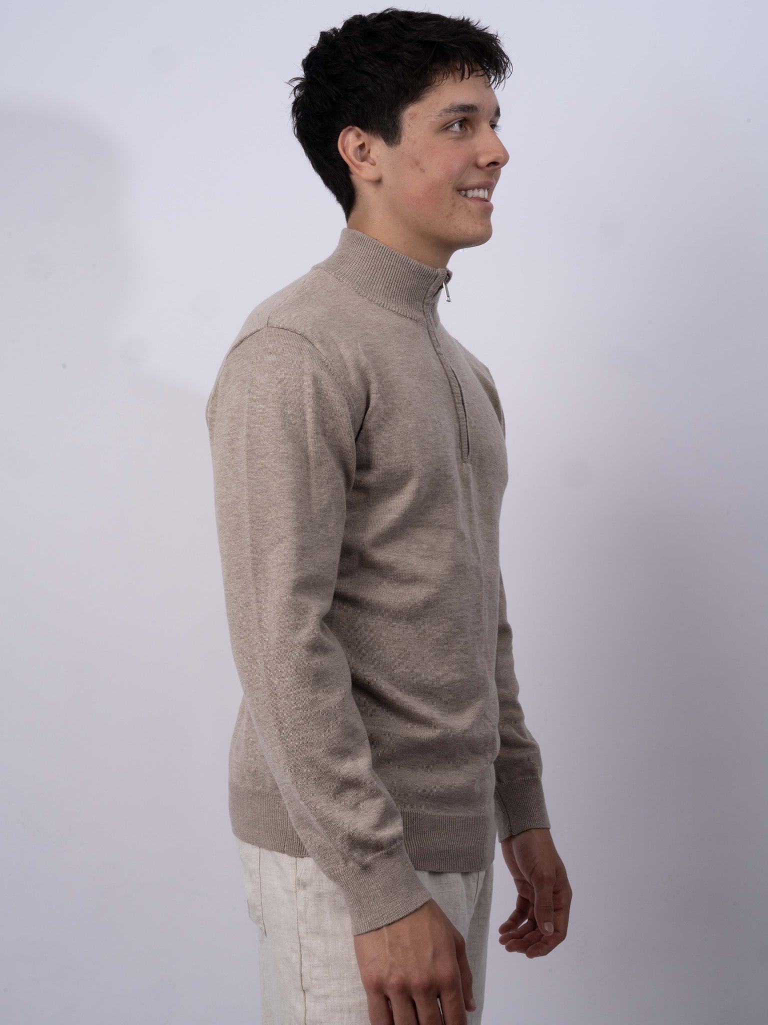 CASHMERE HALF ZIP - MOKKA