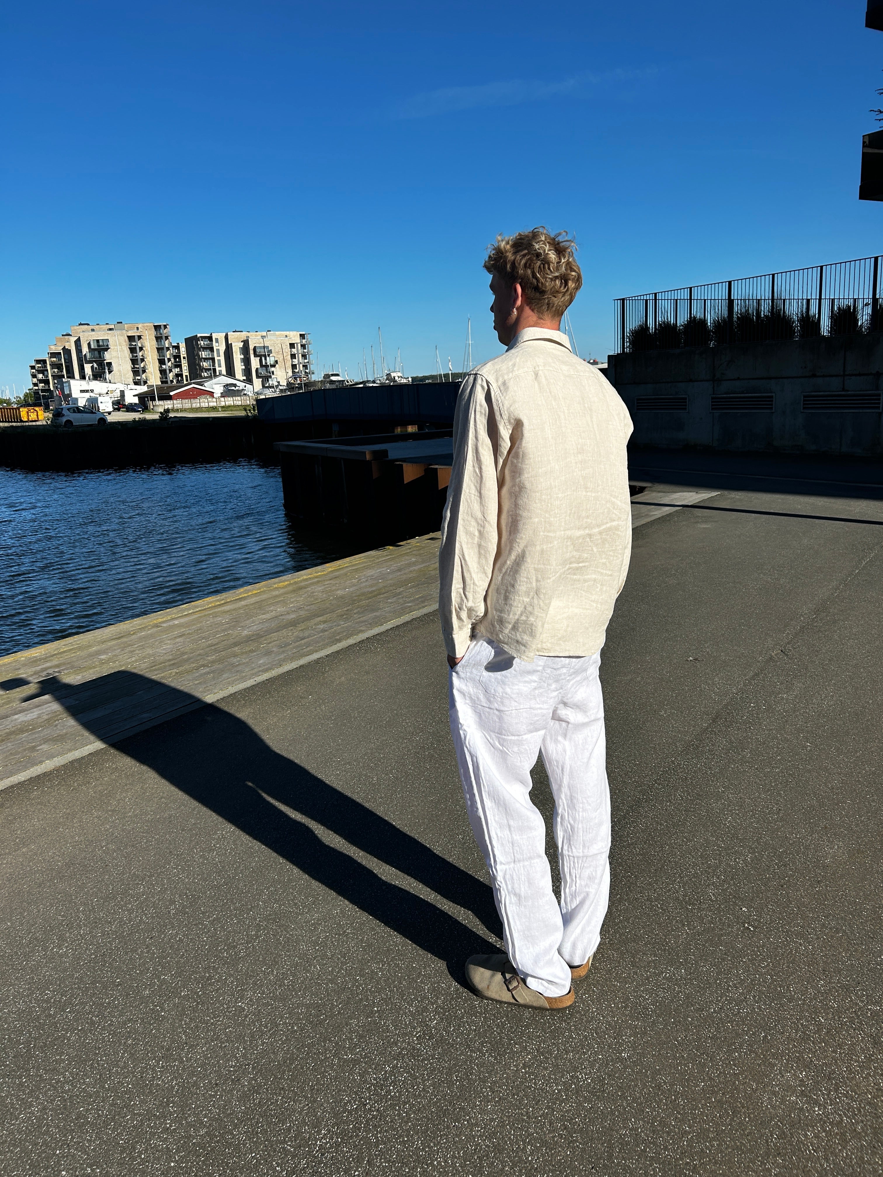 LANGÆRMET 100% HØRSKJORTE - BEIGE