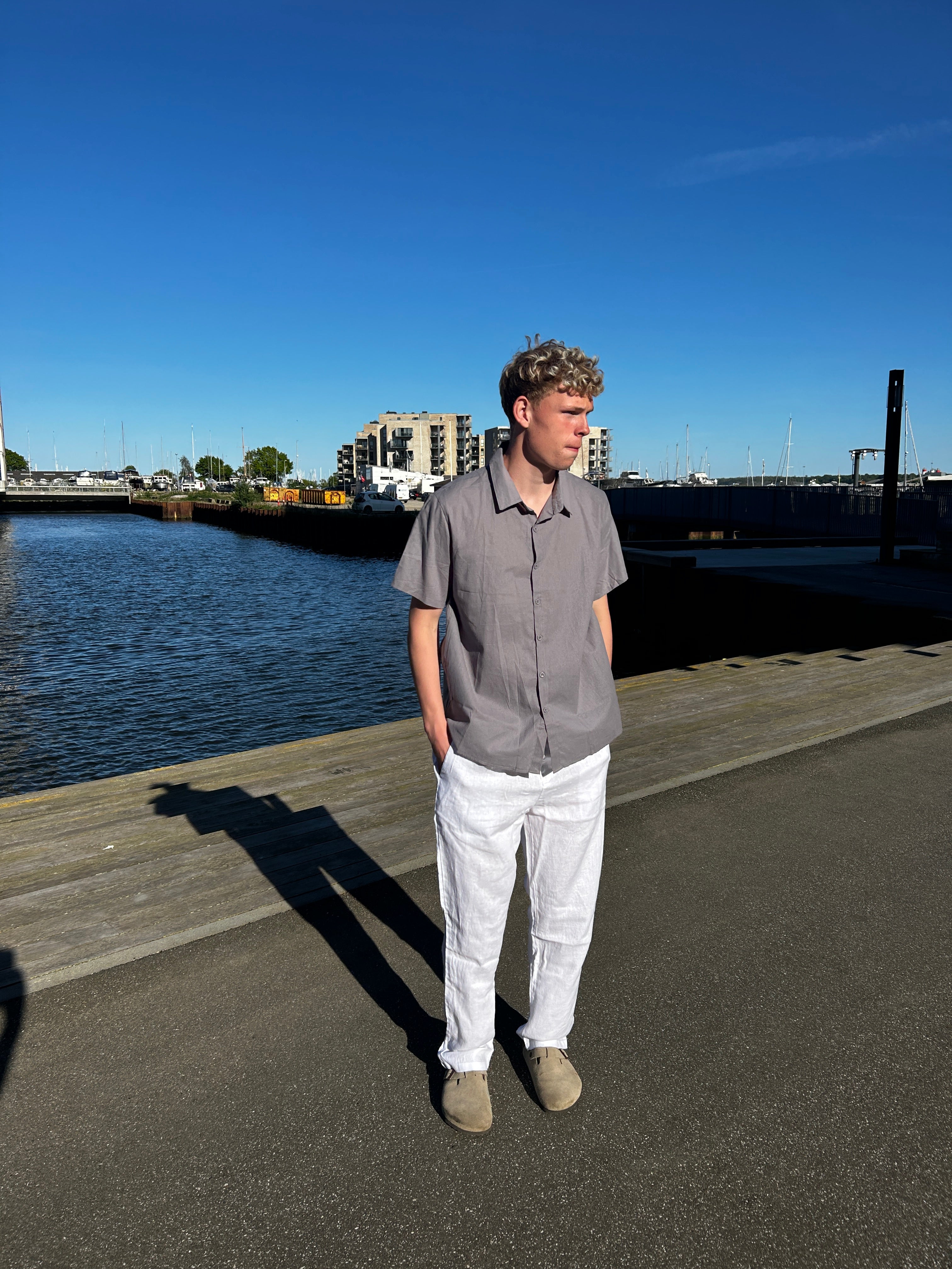 KORTÆRMET HØRSKJORTE - GRÅ