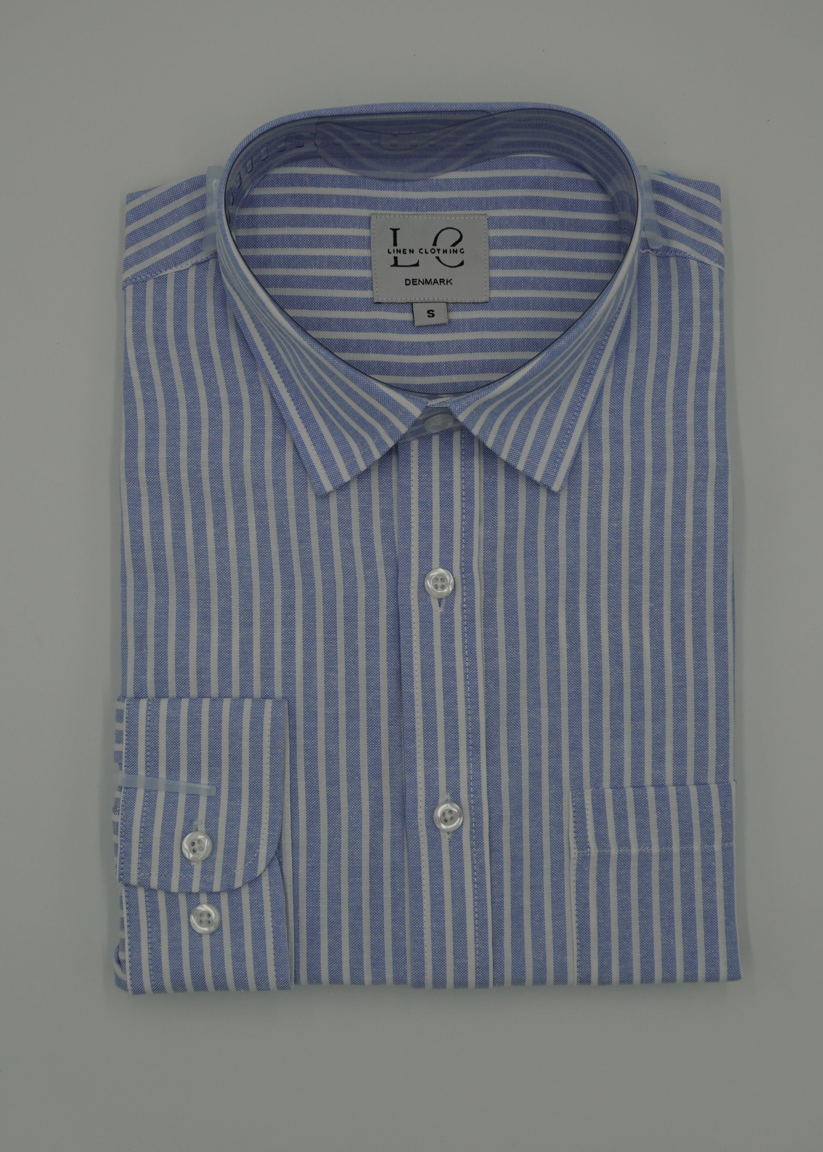 LANGÆRMET SKJORTE - BLÅSTRIBET