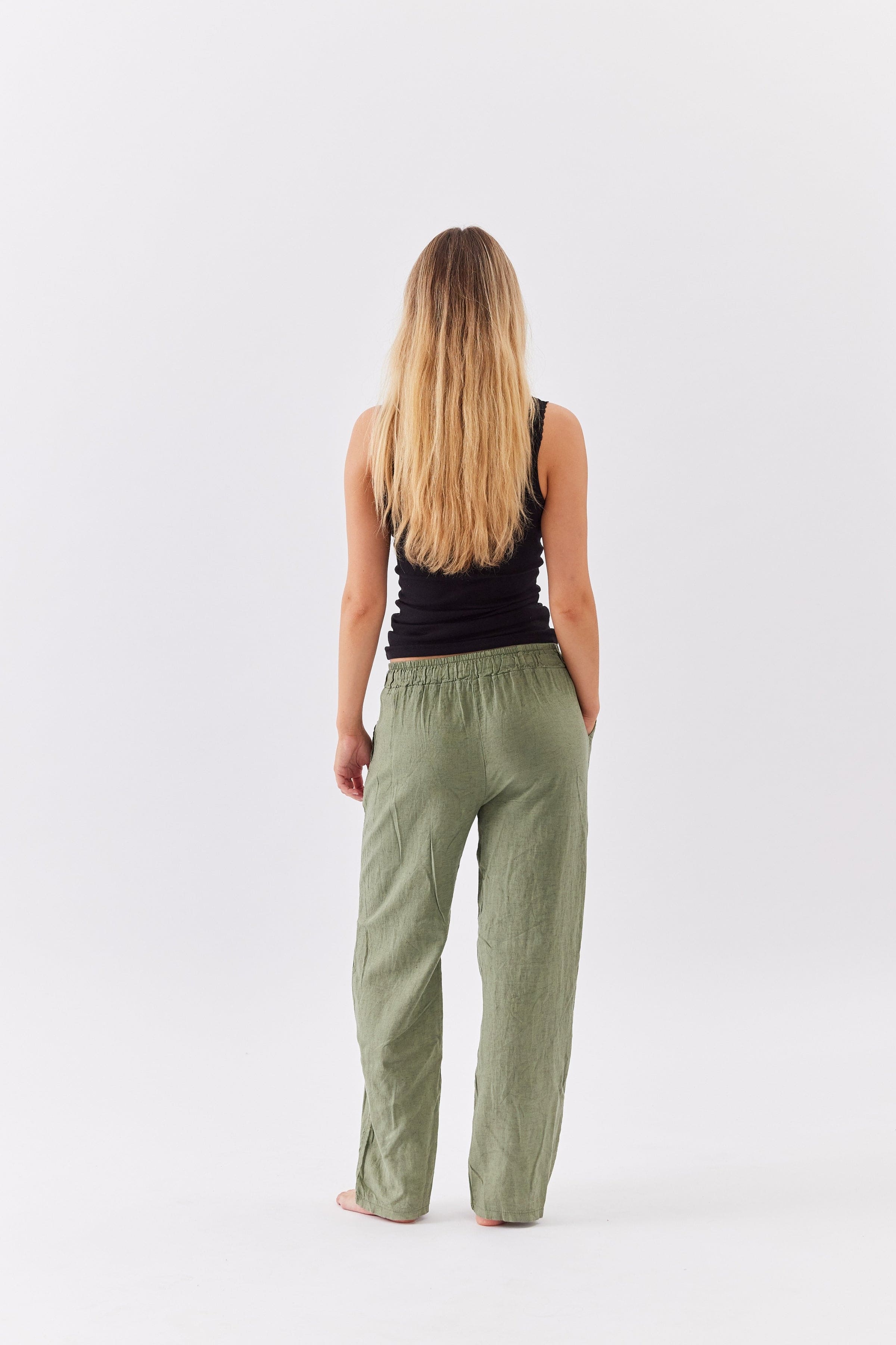 100% HØRBUKSER - OLIVEN GRØN