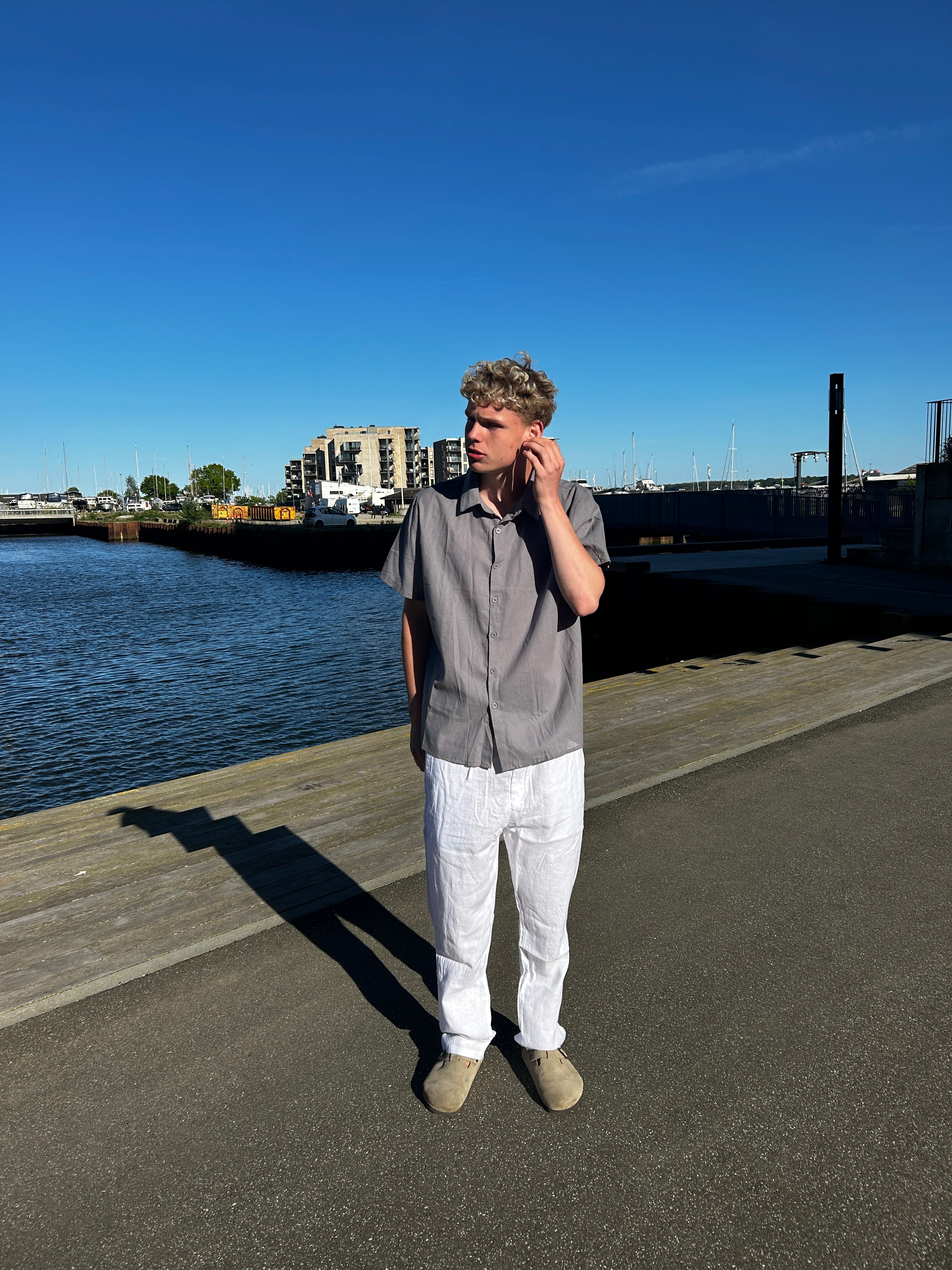 KORTÆRMET HØRSKJORTE - GRÅ