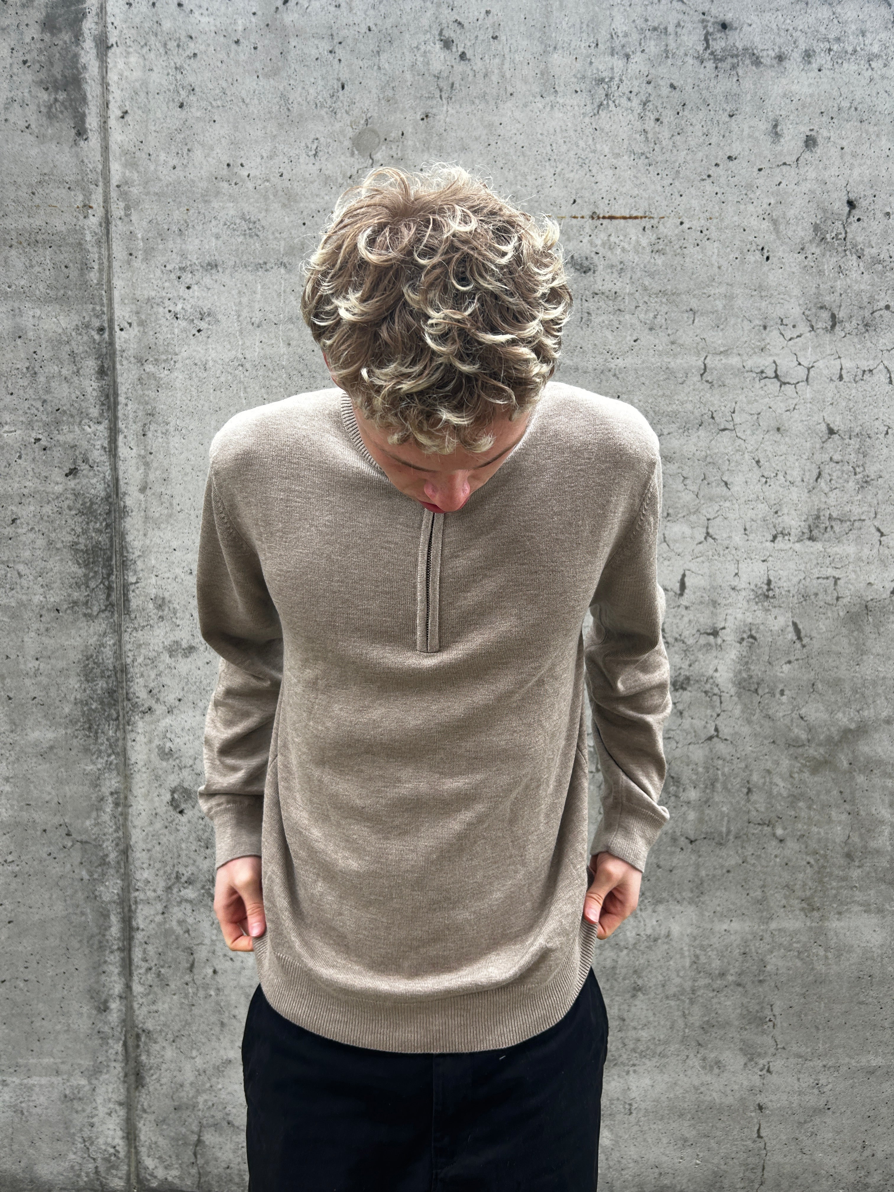 CASHMERE HALF ZIP - MOKKA