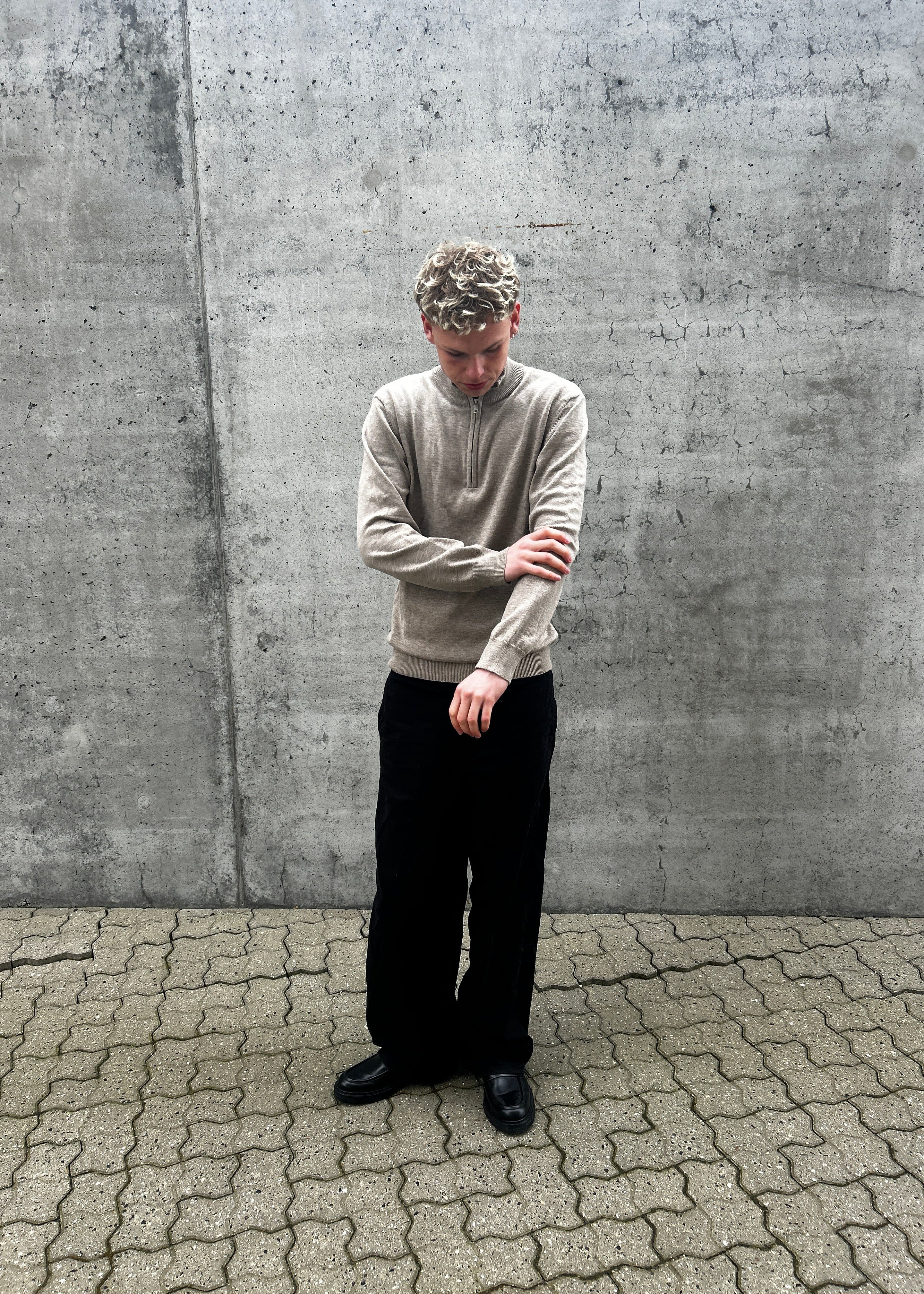 CASHMERE HALF ZIP - MOKKA