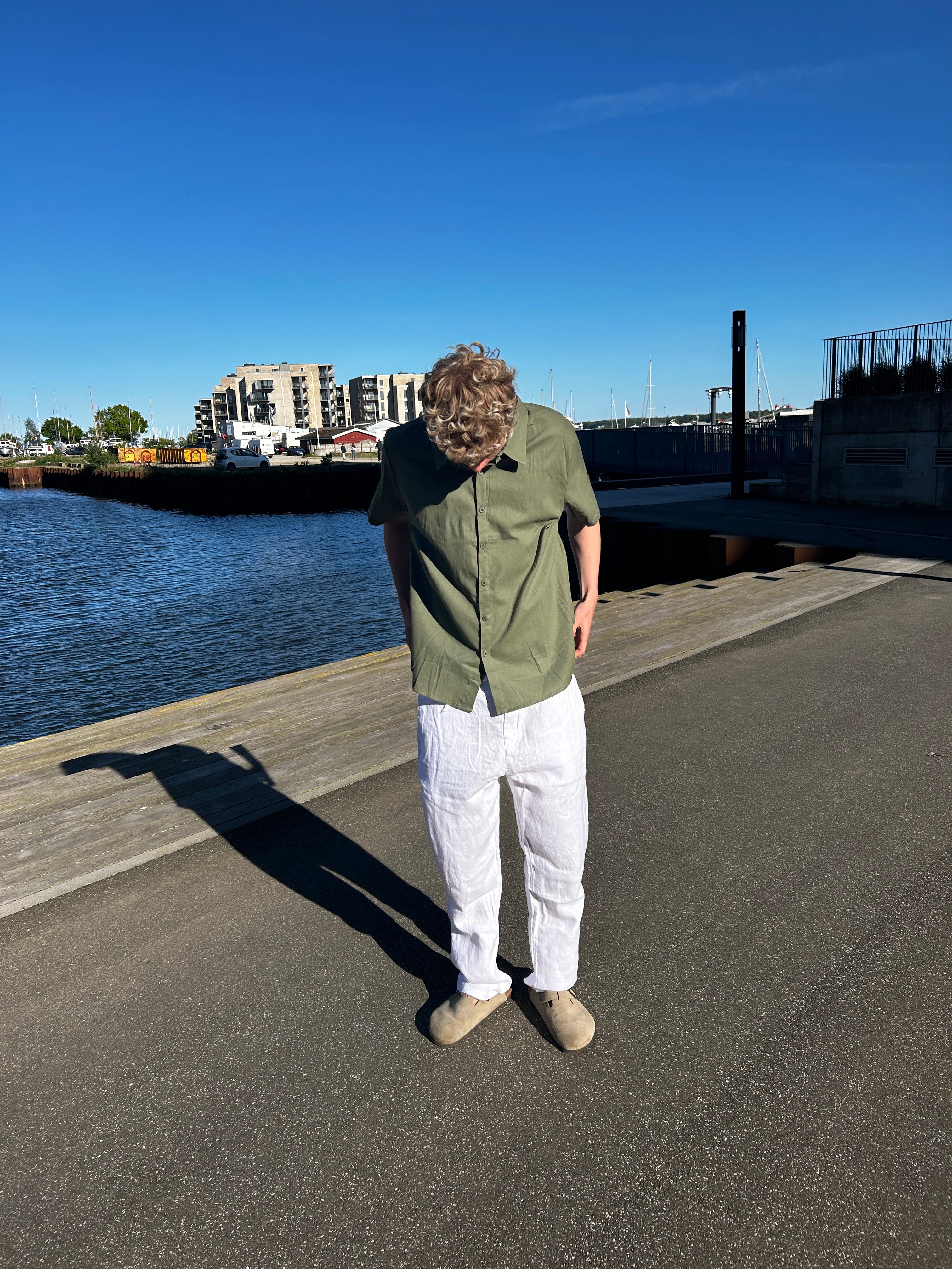 KORTÆRMET HØRSKJORTE - OLIVEN GRØN