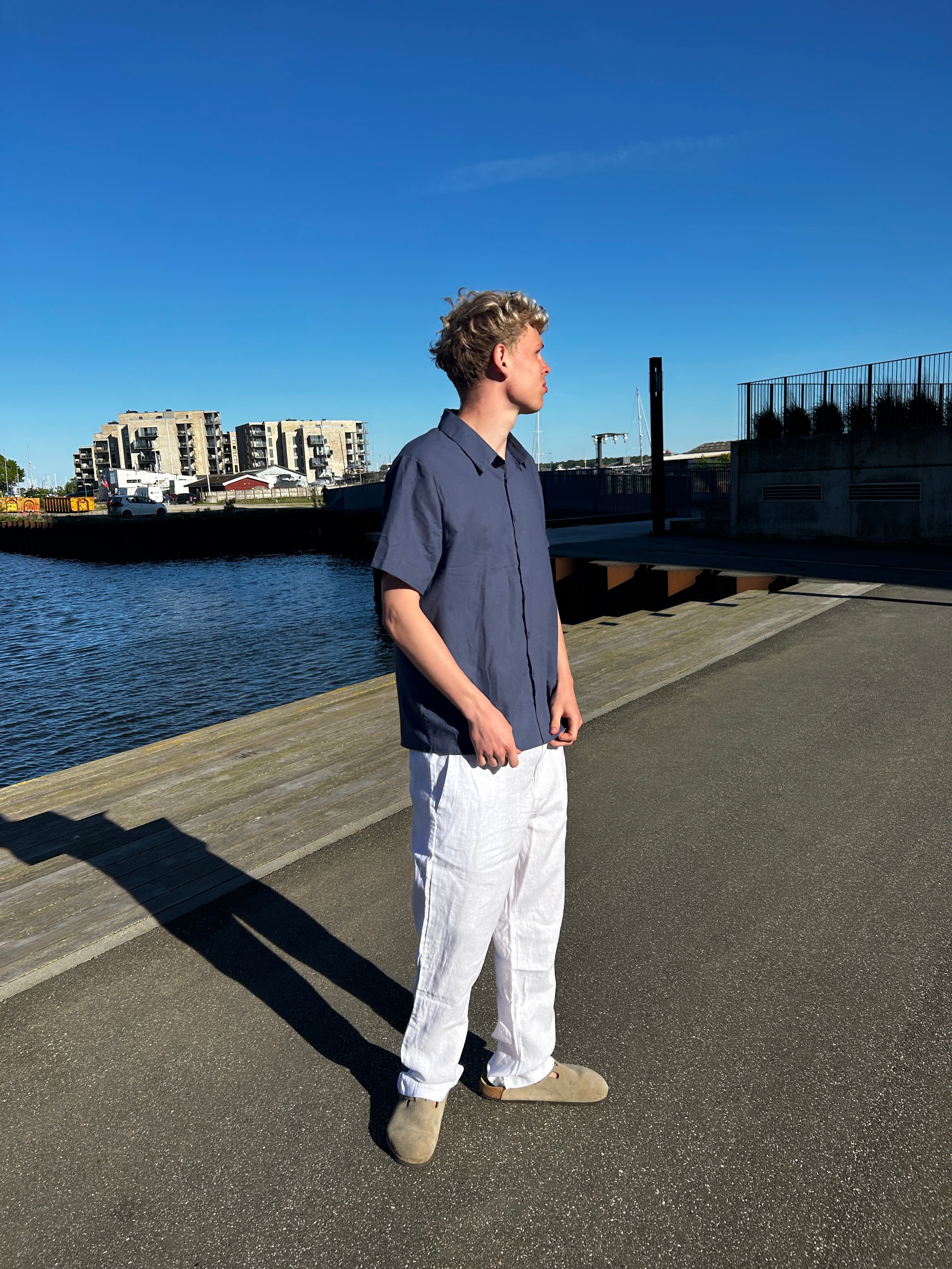 KORTÆRMET HØRSKJORTE - NAVY