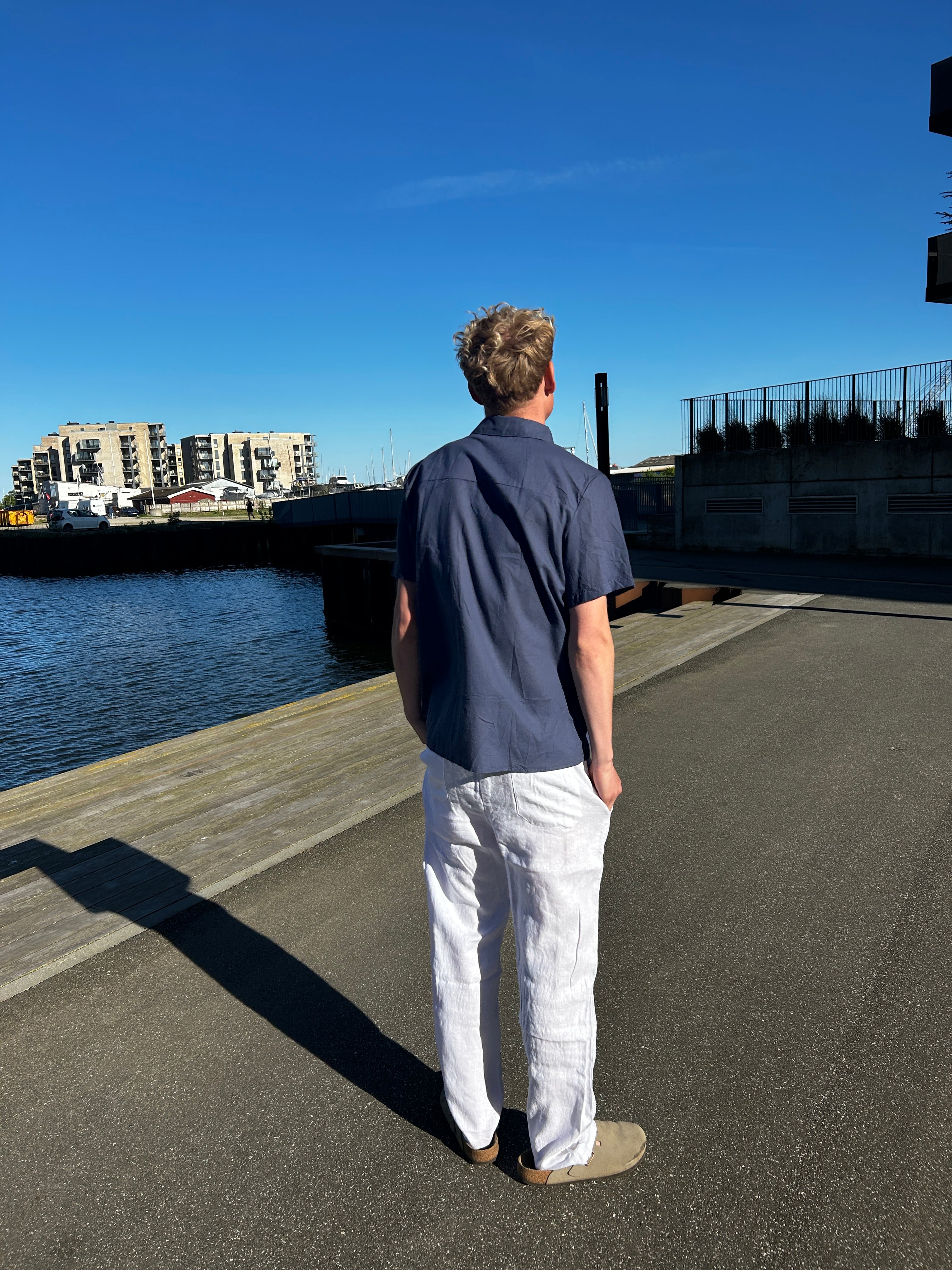 KORTÆRMET HØRSKJORTE - NAVY