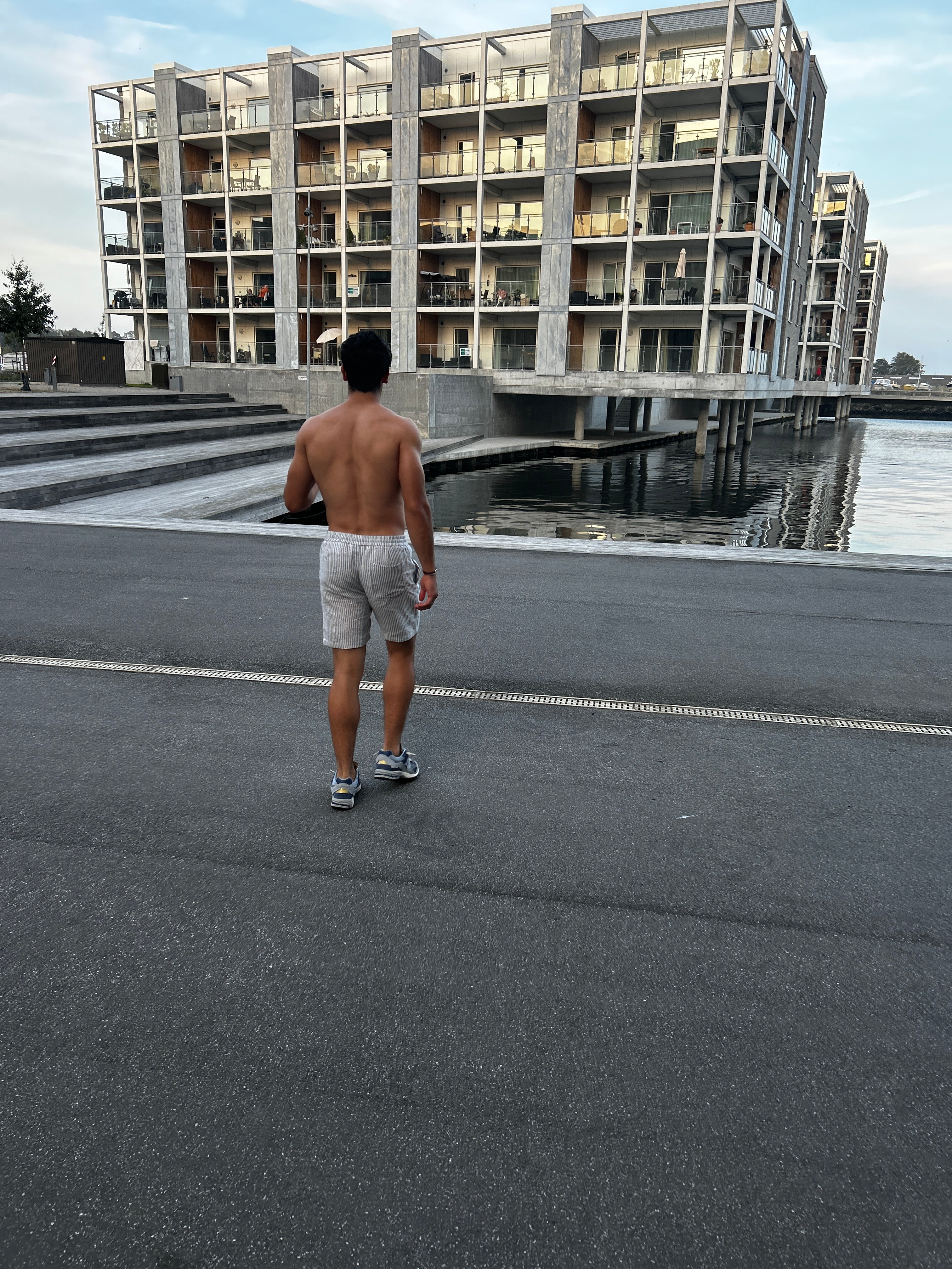 100% HØRSHORTS - BLÅSTRIBET