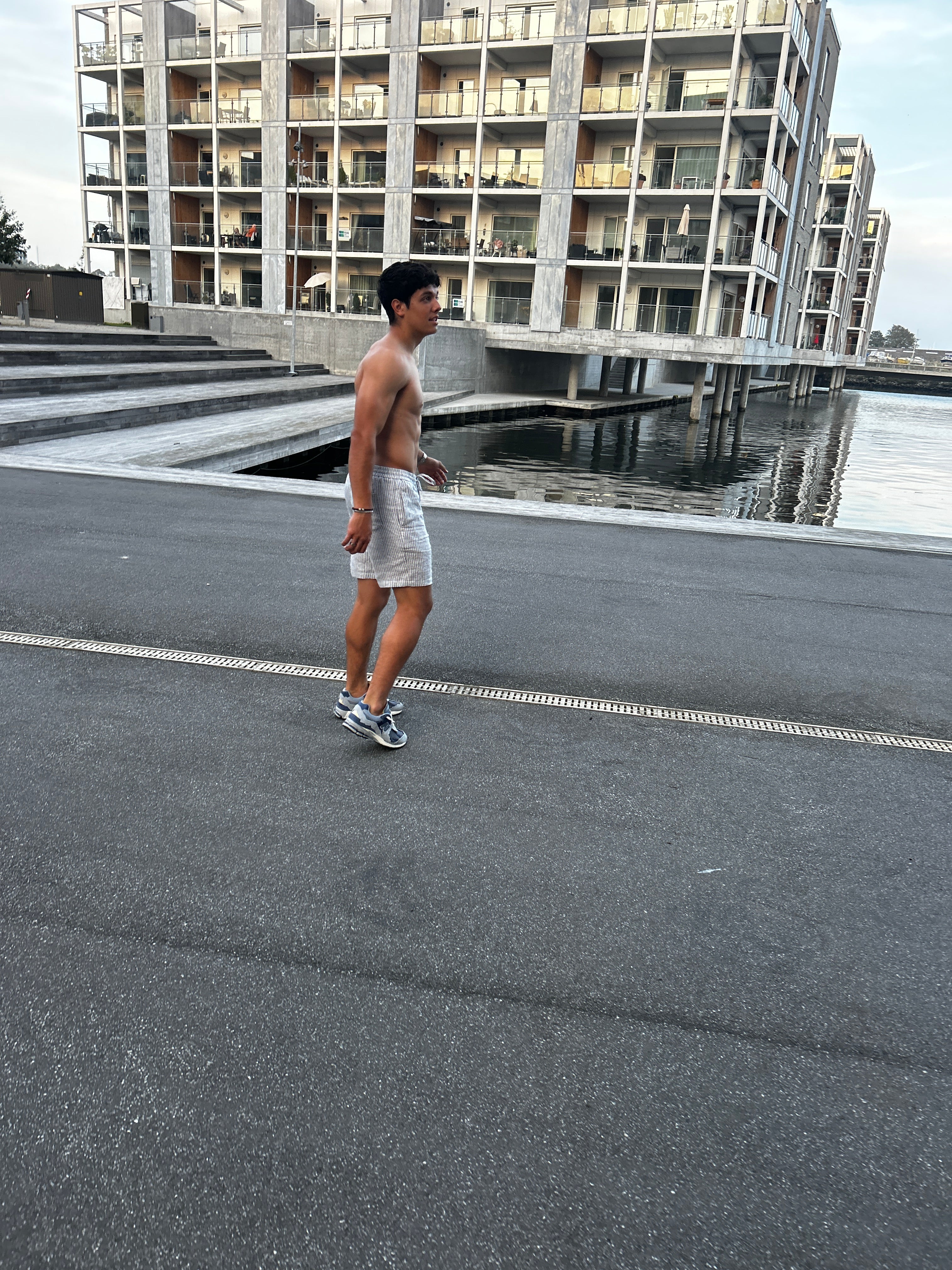 100% HØRSHORTS - BLÅSTRIBET