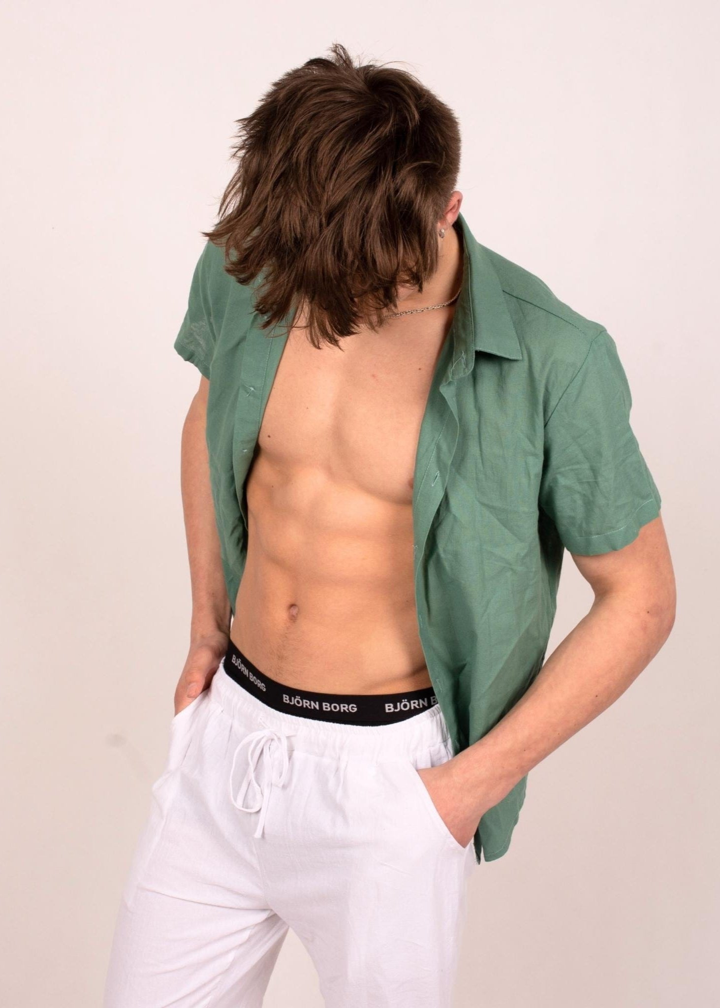 KORTÆRMET HØRSKJORTE - GRØN