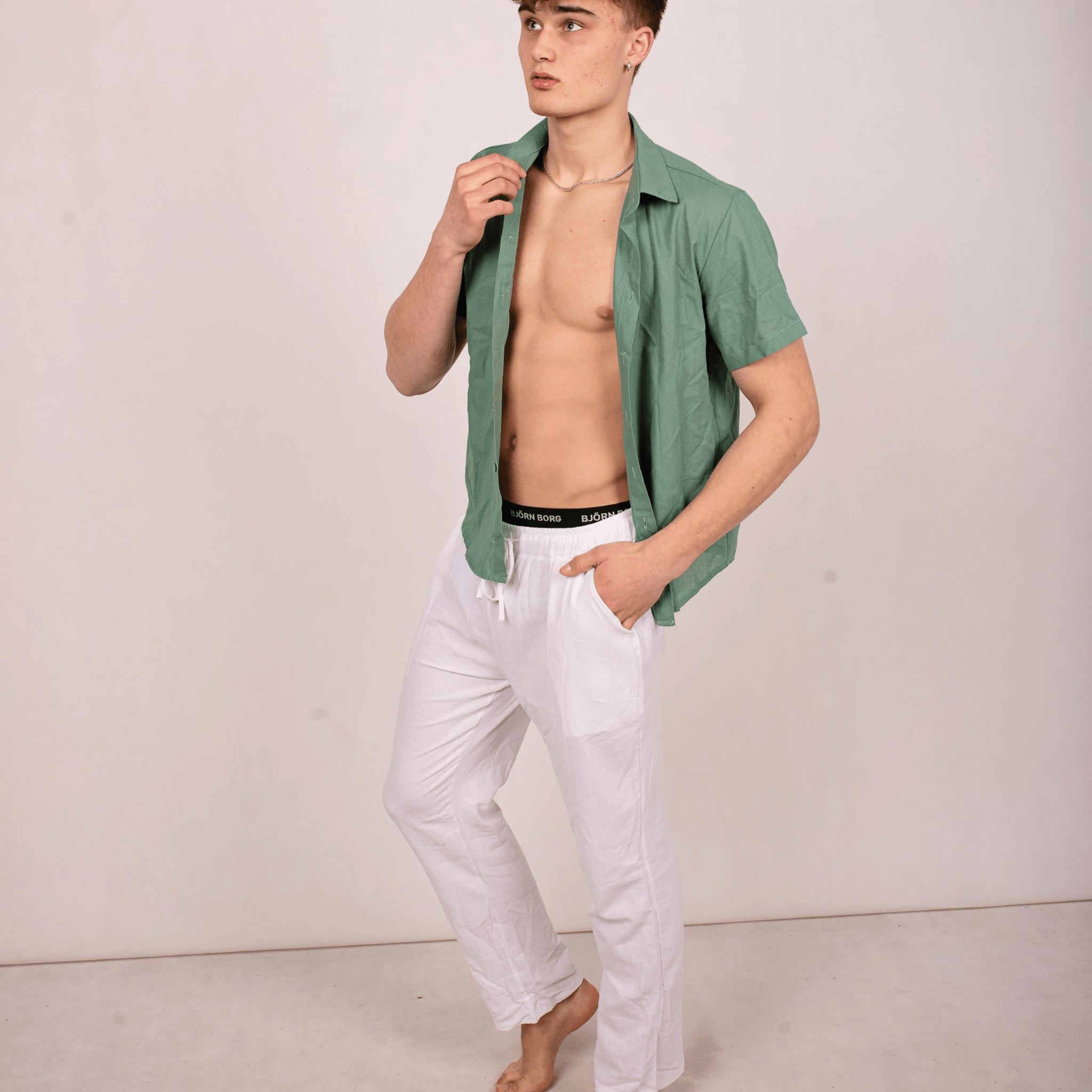 KORTÆRMET HØRSKJORTE - GRØN