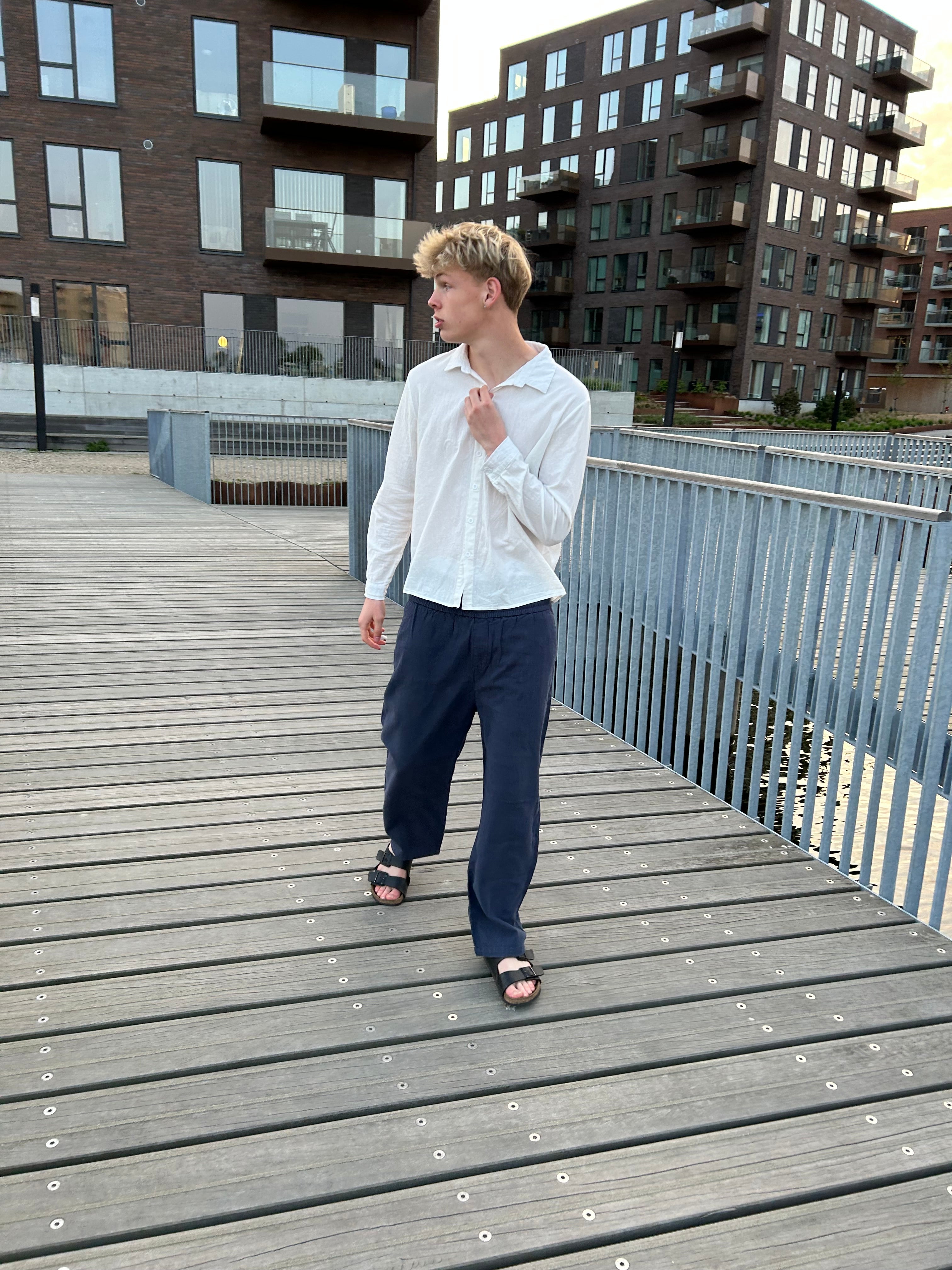 Sommer hørbukser 2.0 (Navy - Regular pasform)