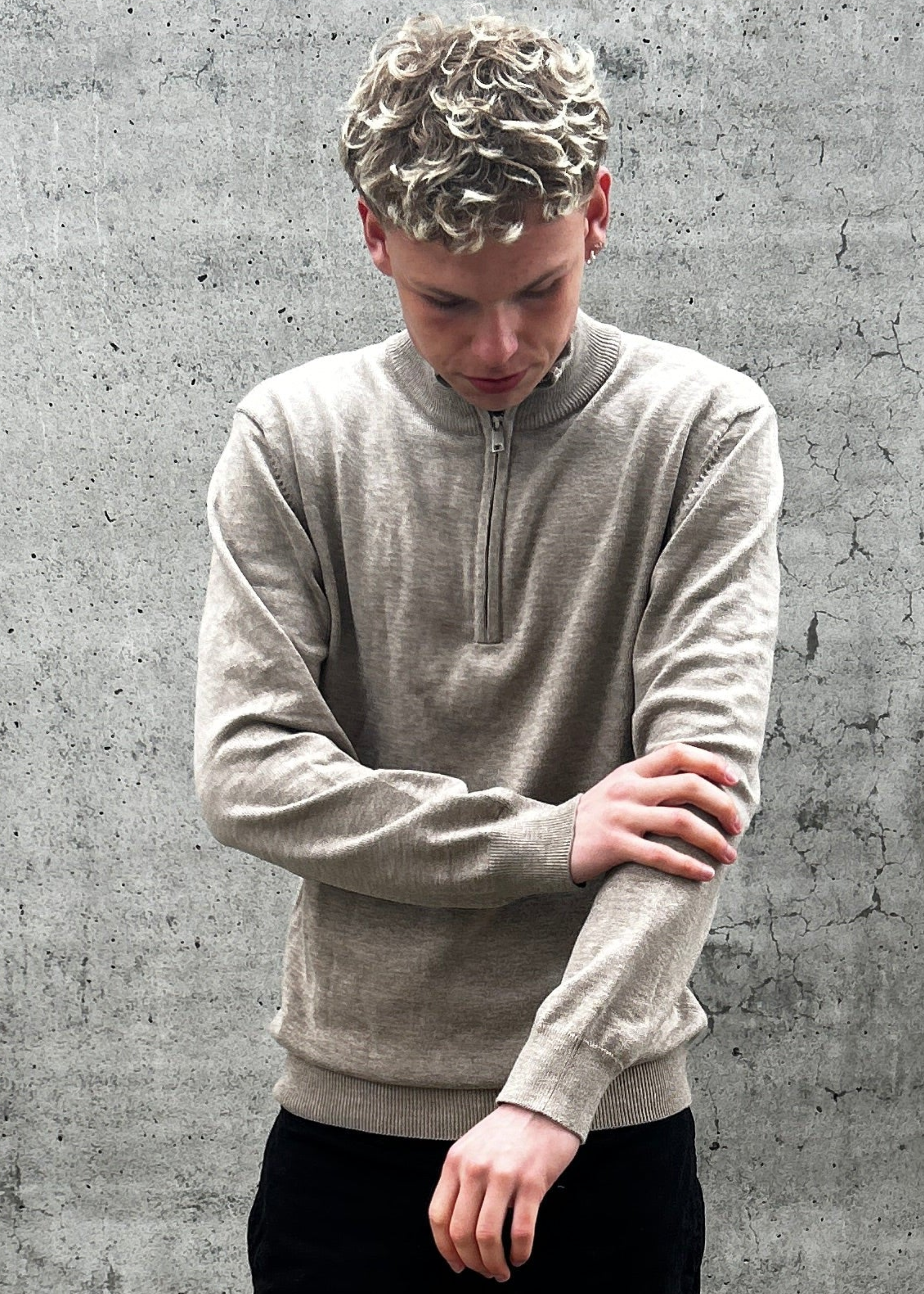 CASHMERE HALF ZIP - MOKKA